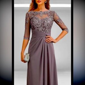 Elegant Lace Overlay Wedding Dress or mother of the bride gown